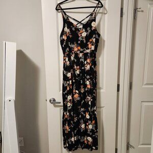 Torrid Black Floral Tiered Maxi Dress with Crisscross Back – Size 2/18-20/2XL